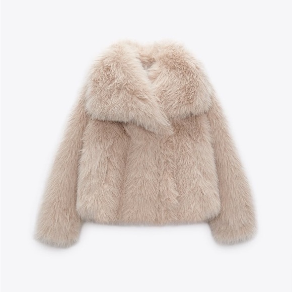 SOLD | NWT Faux Fur ZARA Jacket in Cream / Light Beige Size US Women’s M - Picture 2 of 11